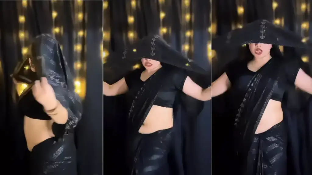 'She looks like a snake in a black saree! Sister-in-law sets the DJ floor on fire with her hot moves, people watch the video and say - 'Even Nora fails in front of this'