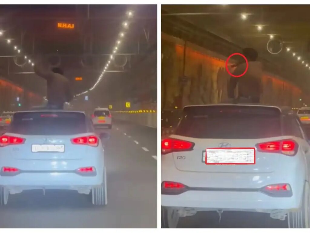 Video of youth doing stunts with bottles in their hands and on the roof of the car goes viral, the streets of Gurugram became their shooting location.