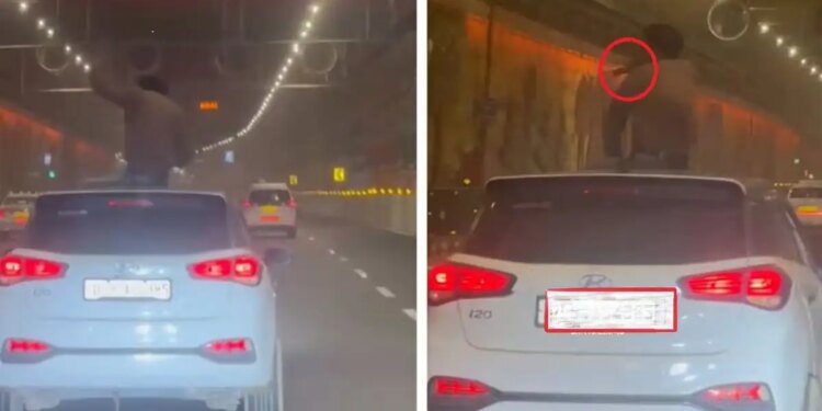 Video of youth doing stunts with bottles in their hands and on the roof of the car goes viral, the streets of Gurugram became their shooting location.