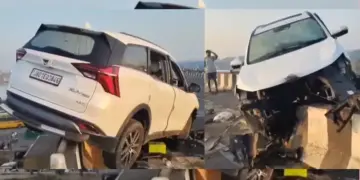 XUV went out of control in Ranchi, hit the bridge just inches before falling - everyone's breath stopped after watching the video