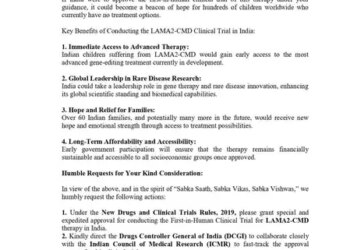 MP Praveen Khandelwal writes letter to PM Modi demanding special policy support for the treatment of LAMA 2-CMD