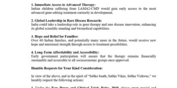 MP Praveen Khandelwal writes letter to PM Modi demanding special policy support for the treatment of LAMA 2-CMD