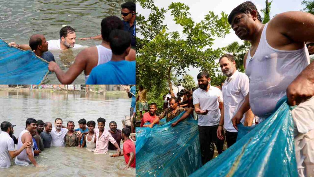 Bihar Election 2025 Rahul Gandhi Fishing | Rahul Gandhi in Begusarai | Rahul Gandhi Congress New avatar of Rahul Gandhi in Bihar Elections! Went into the pond and started catching fish with the fishermen. News Track in Hindi