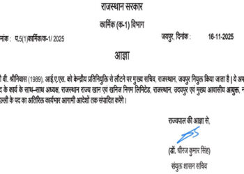IAS V Srinivas appointed as new Chief Secretary of Rajasthan, see order here