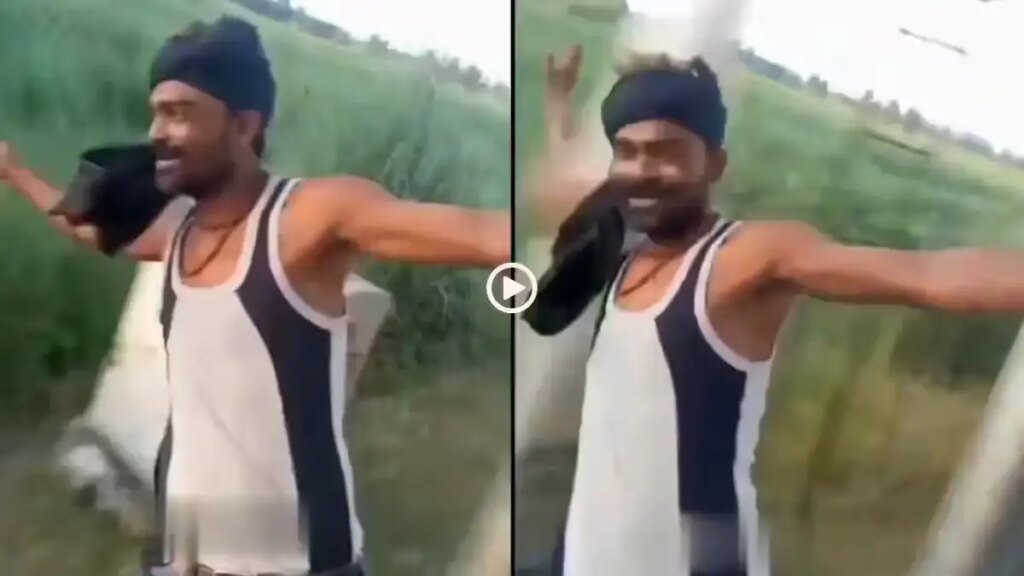 In the process of going viral, the young man got darshan of Yamraj! Collided with a pillar hanging from the train, see viral video