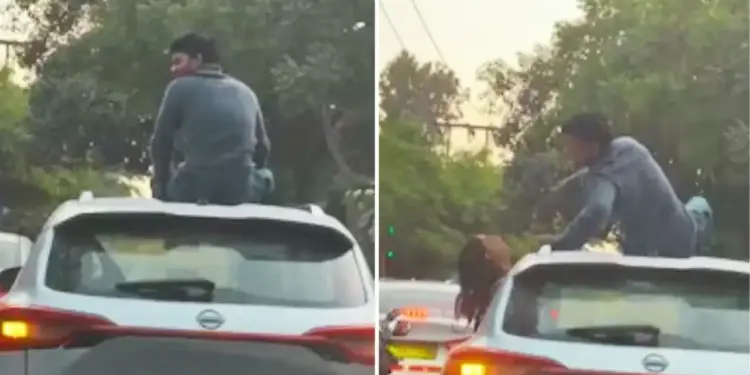 Romance on the roof of a moving car in Delhi! People got angry after seeing the action of the couple, police came into action as soon as the video went viral