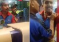 The worker was showing arrogance at the pizza counter, he got so angry at the customer's words that he came out and started fighting.