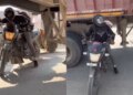 What a hurry! A person came out with a bike from under a moving truck, after watching the video people said - 'Only such people are loved by God...'