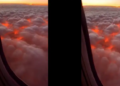 Above the sky, this is how sunset looks through the clouds, amazing view of nature captured on camera