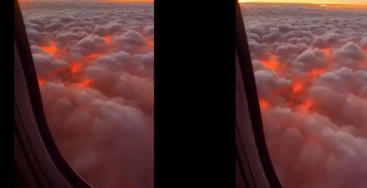 Above the sky, this is how sunset looks through the clouds, amazing view of nature captured on camera