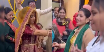 First embarrassed, then after removing the veil, the bride danced like this in her in-laws' house, aunts, uncles kept watching, people said - Is it Seema Haider?