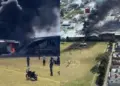Flight fell on the building before landing. 7 people died. 130 people were sent to other places.