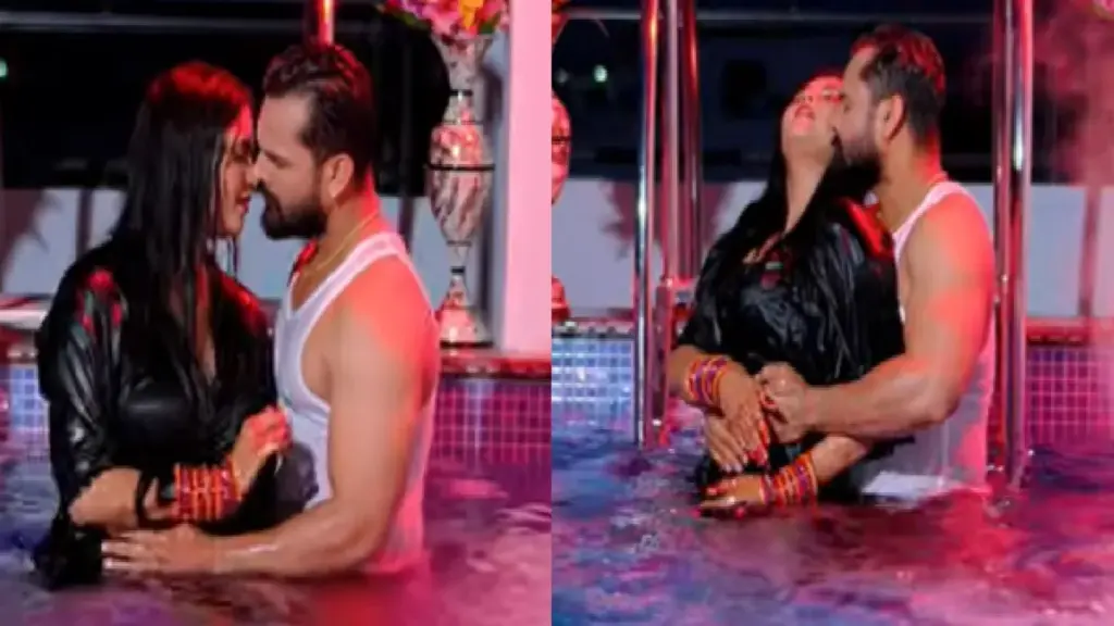 Khesari Lal Yadav romancing with Neha on rainy night, new song creates a stir