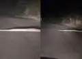 Python's 'night walk' on a deserted road surprised the car rider, watch video
