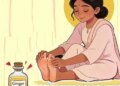 There are many benefits of massaging feet with ginger oil.