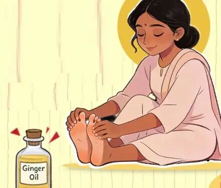 There are many benefits of massaging feet with ginger oil.