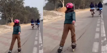 450 km. Nine year old Vanshika saw Ramlala by skating, became an example by doing feat in extreme cold