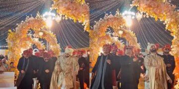 As soon as FA9LA was played, the groom entered in the style of Rehman dacoit, video went viral on social media.