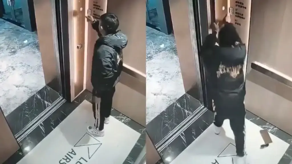 Did such a thing in anger! Man created havoc when lift did not work, people stunned after watching VIDEO