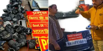 In Bihar, a challan of Rs 2500 for installing name plates or boards on private vehicles, police started strict action.