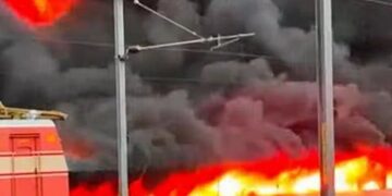 Nearly 500 two-wheelers burnt to ashes in fire in the parking area of ​​Thrissur railway station in Kerala.