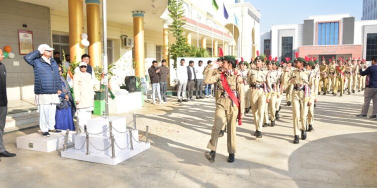 Republic Day celebration at Shri JJT University: Eng. B.K. Tibadewala hoisted the flag, meritorious students honored