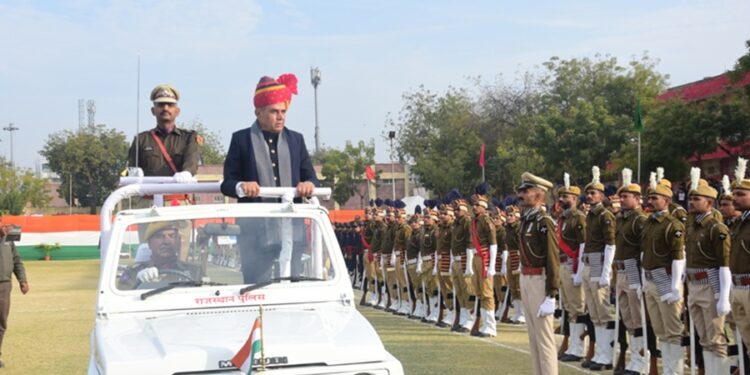 Republic Day celebration in Jodhpur: Minister Jogaram Patel hoisted the tricolor, Umaid Stadium echoed with the national anthem on completion of 150 years of 'Vande Mataram'.
