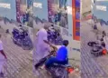 Uncle was passing through the street, suddenly the bike rider hit him from behind, see what happened next
