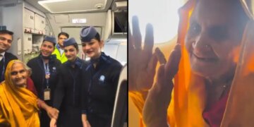 Viral Emotional Video: Grandson surprises grandmother on her birthday, air hostess also becomes fan