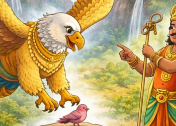 Mythological story: Garuda's compassion and the steadfast truth of death...whatever is written by fate, happens.