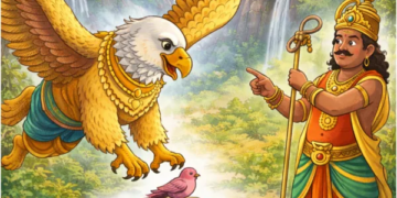 Mythological story: Garuda's compassion and the steadfast truth of death...whatever is written by fate, happens.