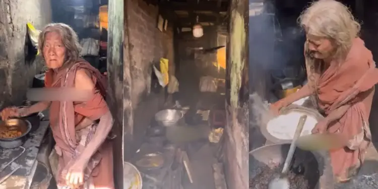 70 year old woman chose hard work instead of begging! After the death of her husband, she has been running a broken dhaba for 30 years, eyes will fill with tears after watching the video.