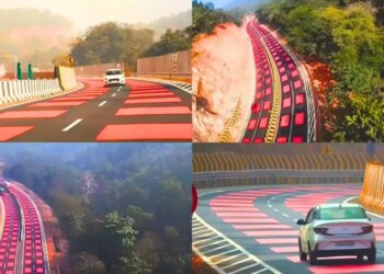 For the first time in the country! NHAI built a unique road with red stripes on the highway, know what benefits it will provide in driving