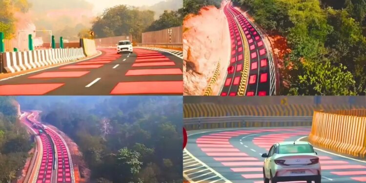 For the first time in the country! NHAI built a unique road with red stripes on the highway, know what benefits it will provide in driving