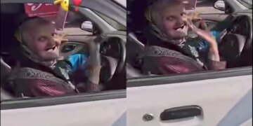 Grandma Rocks…! 90 year old grandmother held the steering wheel, drove the car at such a speed that even the biker was left behind!