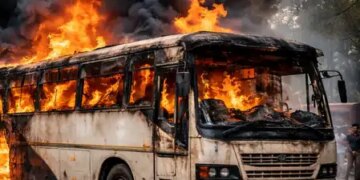 Jaipur: Fire broke out in a moving bus, 60 passengers narrowly escaped.