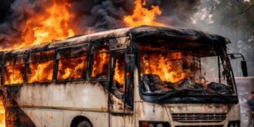 Moving bus caught fire in Jaipur, 60 passengers narrowly escaped
