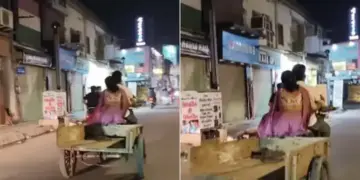 Not a luxury car, but a ride of love...Husband and wife won the hearts of the internet with their simplicity, the couple set out for a walk sitting on a handcart.