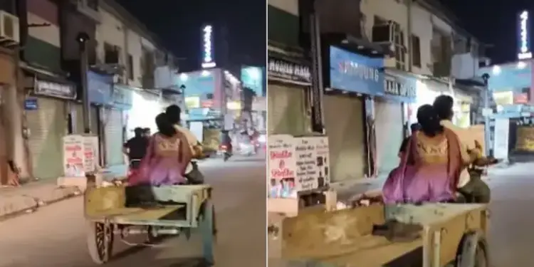 Not a luxury car, but a ride of love...Husband and wife won the hearts of the internet with their simplicity, the couple set out for a walk sitting on a handcart.