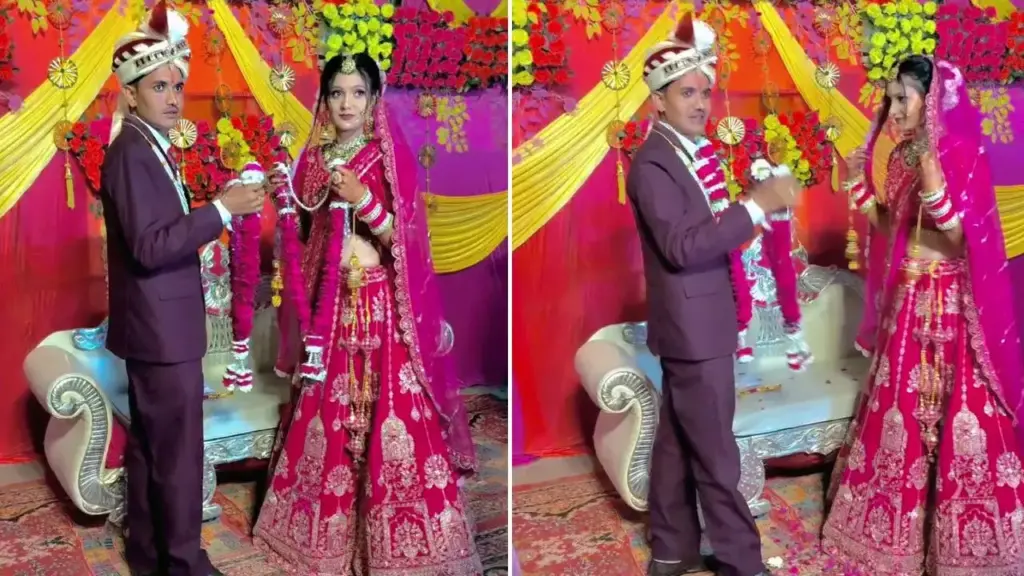 Strange behavior of groom during Jaymala, funny video went viral
