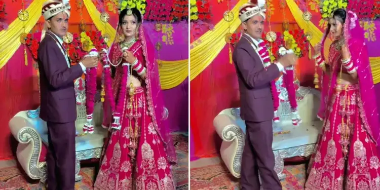 Strange behavior of groom during Jaymala, funny video went viral