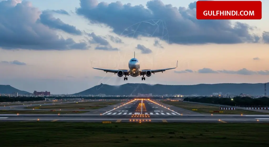 The plane touched the runway at Jaipur Airport and then flew into the sky, landing after circling in the air for 10 minutes.