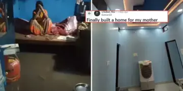 The rented house was filled with drain water, after seeing the mother crying, the son did in 5 years what every family wants.