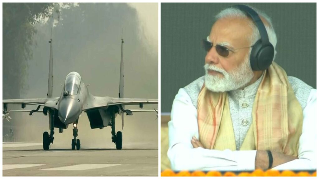 Thunderous sky in Assam: Strong performance of Sukhoi-Rafale in the presence of PM Modi