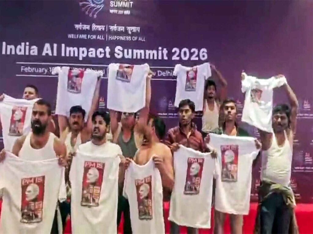 Uproar at Bharat Mandapam: Protest during AI summit, 4 Youth Congress workers arrested