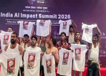 Uproar at Bharat Mandapam: Protest during AI summit, 4 Youth Congress workers arrested