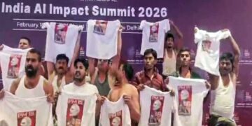 Uproar at Bharat Mandapam: Protest during AI summit, 4 Youth Congress workers arrested