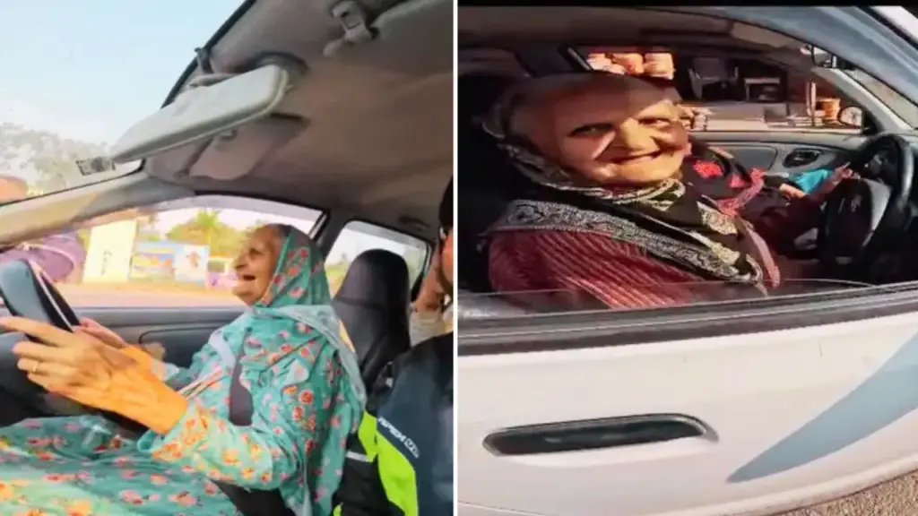 Viral Video: Grandma Rocked, World Shocked! 90 year old woman surprised everyone by driving her car on the road!