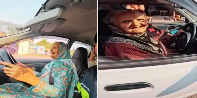 Viral Video: Grandma Rocked, World Shocked! 90 year old woman surprised everyone by driving her car on the road!