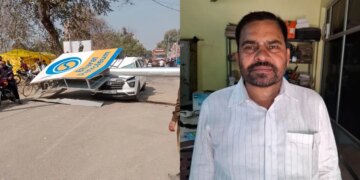 Viral Video: Horrible scene of the accident! High mast suddenly falls on car passing on the road, SP leader dies